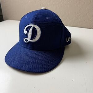 Los Angles Dodgers New Era D Script 59 Fifty Fitted Baseball Hat Mens 7 1/4